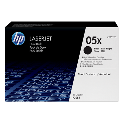 HP LaserJet P2055 Black Crtg Dual Pack (CE505XD)