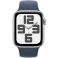 Apple Watch SE GPS 44mm Silver Aluminium Case with Storm Blue Sport Band (MREE3SA/A)