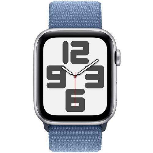 Apple Watch SE GPS 44mm Silver Aluminium Case with Winter Blue Sport Loop (MREF3SA/A)