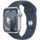 Apple Watch Series 9 GPS 41mm Silver Aluminium Case with Storm Blue Sport Band (MR903SA/A)