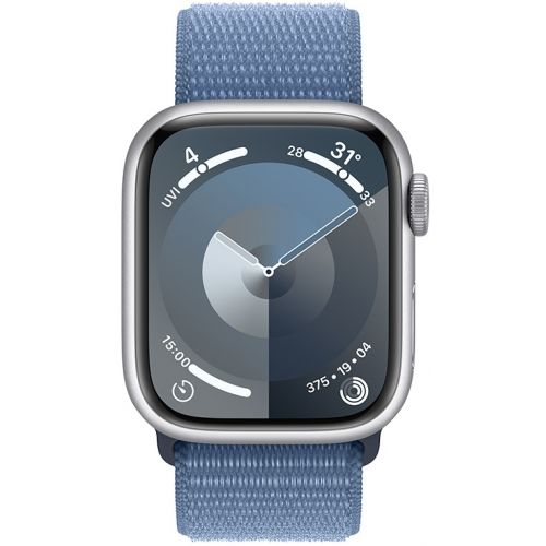 Apple Watch Series 9 GPS 41mm Silver Aluminium Case with Winter Blue Sport Loop (MR923SA/A)