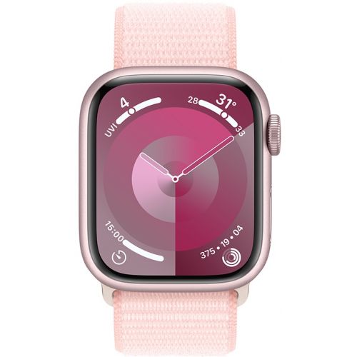 Apple Watch Series 9 GPS + Cellular 41mm Pink Aluminium Case with Light Pink Sport Loop (MRJ13SA/A)