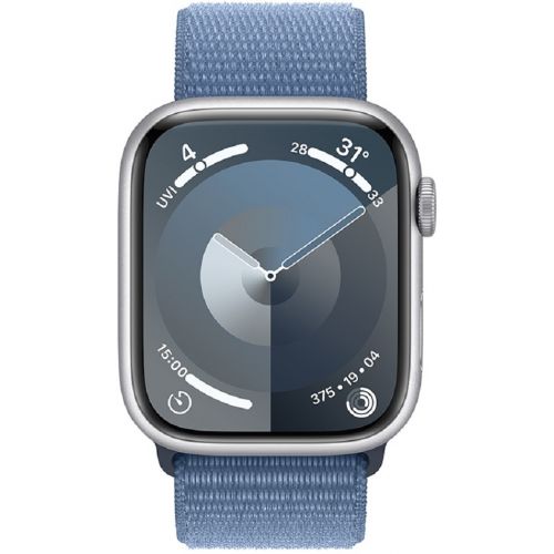 Apple Watch Series 9 GPS 45mm Silver Aluminium Case with Winter Blue Sport Loop (MR9F3SA/A)