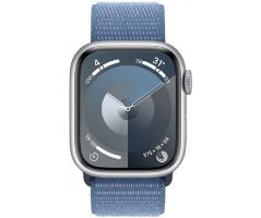 Apple Watch Series 9 GPS + Cellular 45mm Silver Aluminium Case with Winter Blue (MRMJ3SA/A)