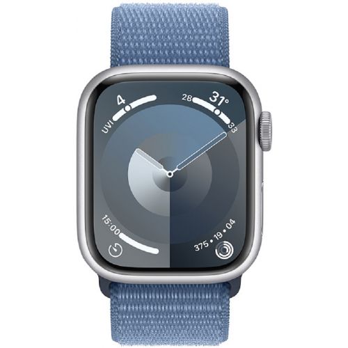 Apple Watch Series 9 GPS + Cellular 45mm Silver Aluminium Case with Winter Blue (MRMJ3SA/A)