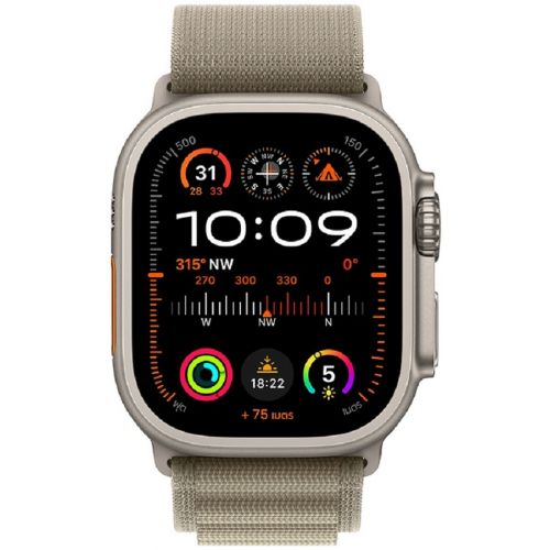 Apple Watch Ultra 2 GPS + Cellular 49mm Titanium Case with Olive Alpine Loop - Medium (MREY3TH/A)