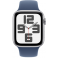 Apple Watch SE GPS + Cellular 44mm Silver Aluminium Case with Denim Sport Band (MXGP3SA/A)