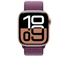 Apple Watch Series 10 GPS 42mm Rose Gold Aluminium Case with Plum Sport Loop (MWWK3SA/A)