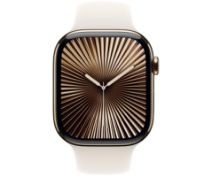 Apple Watch Series 10 GPS + Cellular 46mm Gold Titanium Case with Starlight Sport Band (MWYX3SA/A)
