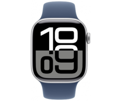 Apple Watch Series 10 GPS + Cellular 46mm Silver Aluminium Case with Denim Sport Band (MWY13SA/A)